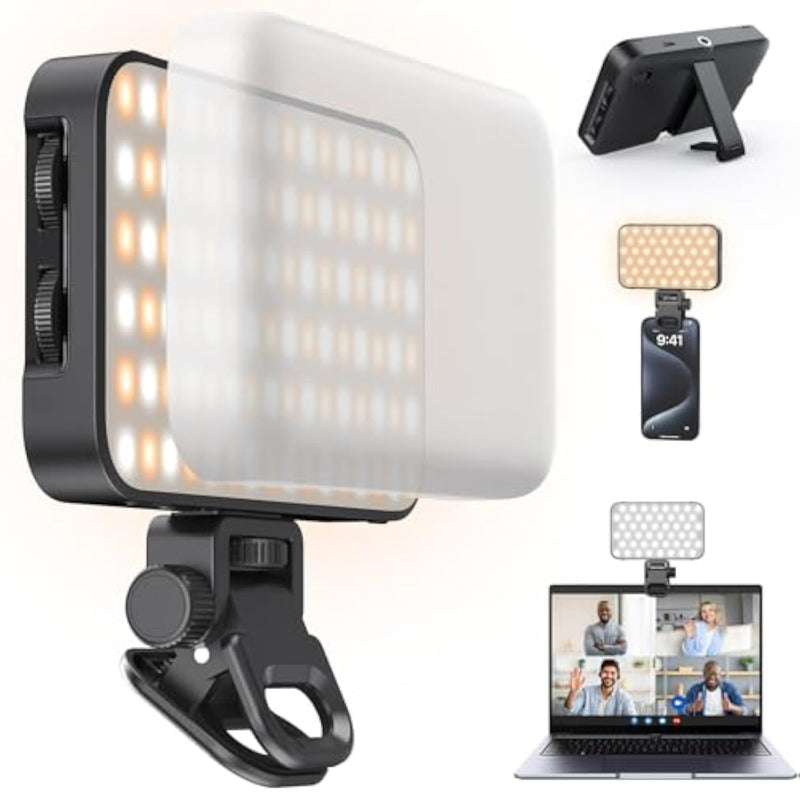 Selfie Light With Soft Diffuser & Built-In Stand – 96 Led Rechargeable Clip Fill Video Conference Light For Phone, Iphone, Ipad, Camera, Laptop, For Makeup, Tiktok, Vlog, And Video Calls