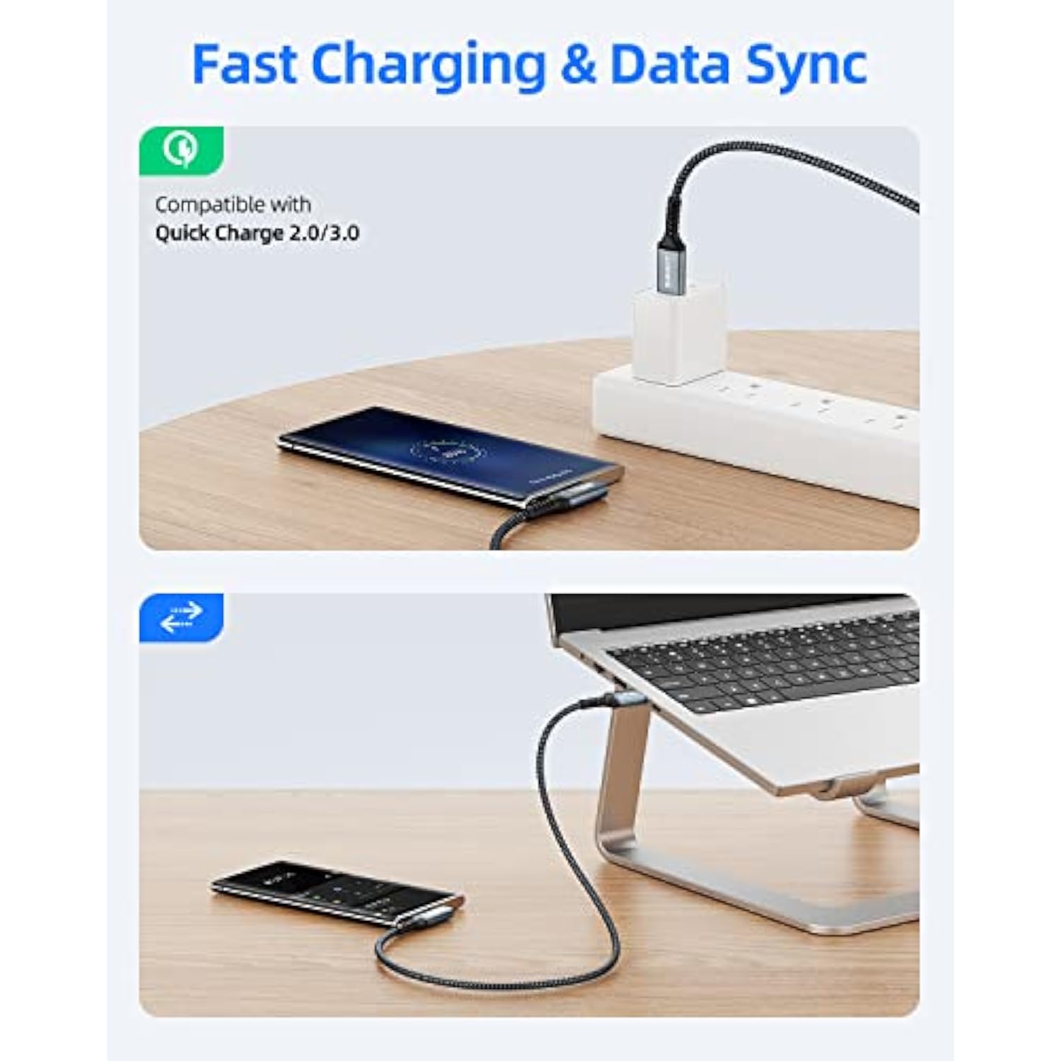 10Gbps Android Auto Usb C Cable 1Ft, Usb C 3.1 Gen 2 Cable Right Angle, 3A Fas