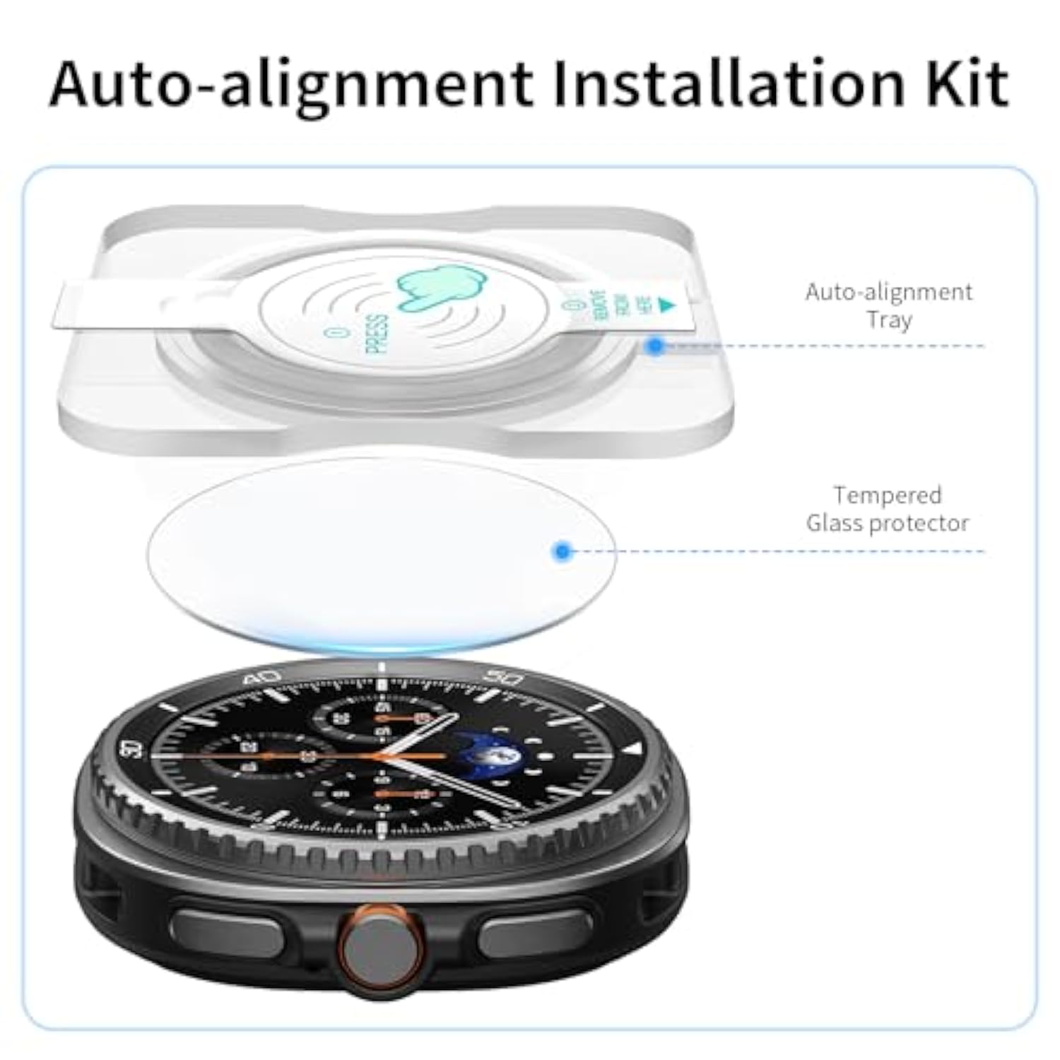 3 Pack For Samsung Galaxy Watch 8 Classic 46Mm Screen Protector With Auto-Alignment Installation Kit Accessories, Anti Scratch, Bubble Free Hd Tempered Glass Protective Film