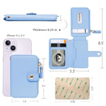 Rfid Blocking Phone Wallet Stick On Leather, Card Holder For Phone Case Stick On Attachable Credit Card Holder For Phone (Compatible With Most Smartphones) (Sky Blue)