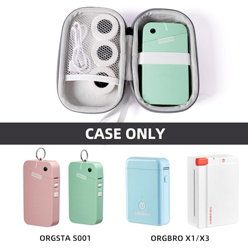 Label Maker Case Compatible S001 Label Maker, For Orgbro X1 X3 Niimbot D11 D110 Label Printer, Hard Carrying Container Storage Holder Organizer For Printer, Tape And Charging Cable (Gray)