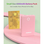 Small Portable Charger 6000Mah Power Bank With Built In Cables Ultra Slim Battery Pack Lightweight Cluch Phone Charger External Battery Charger For Cell Phones