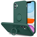 For Iphone 11 Case With Ring Stand [360° Rotatable Ring Holder Magnetic Kickstand] [Support Car Mount] Slim Shockproof Soft Rubber Protective Phone Case Cover For Women, Midnight Green