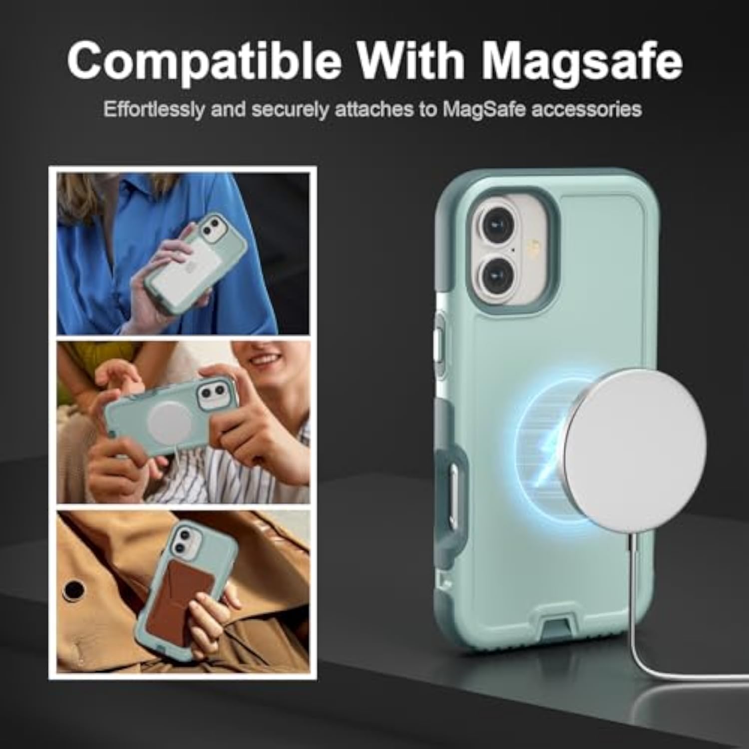 Heavy Duty Green Magnetic Case for iPhone 16