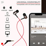 Mtrx Premium Genuine Wood In-Ear Noise-Isolating Headphones With Mic And Nylon Cable (Red)