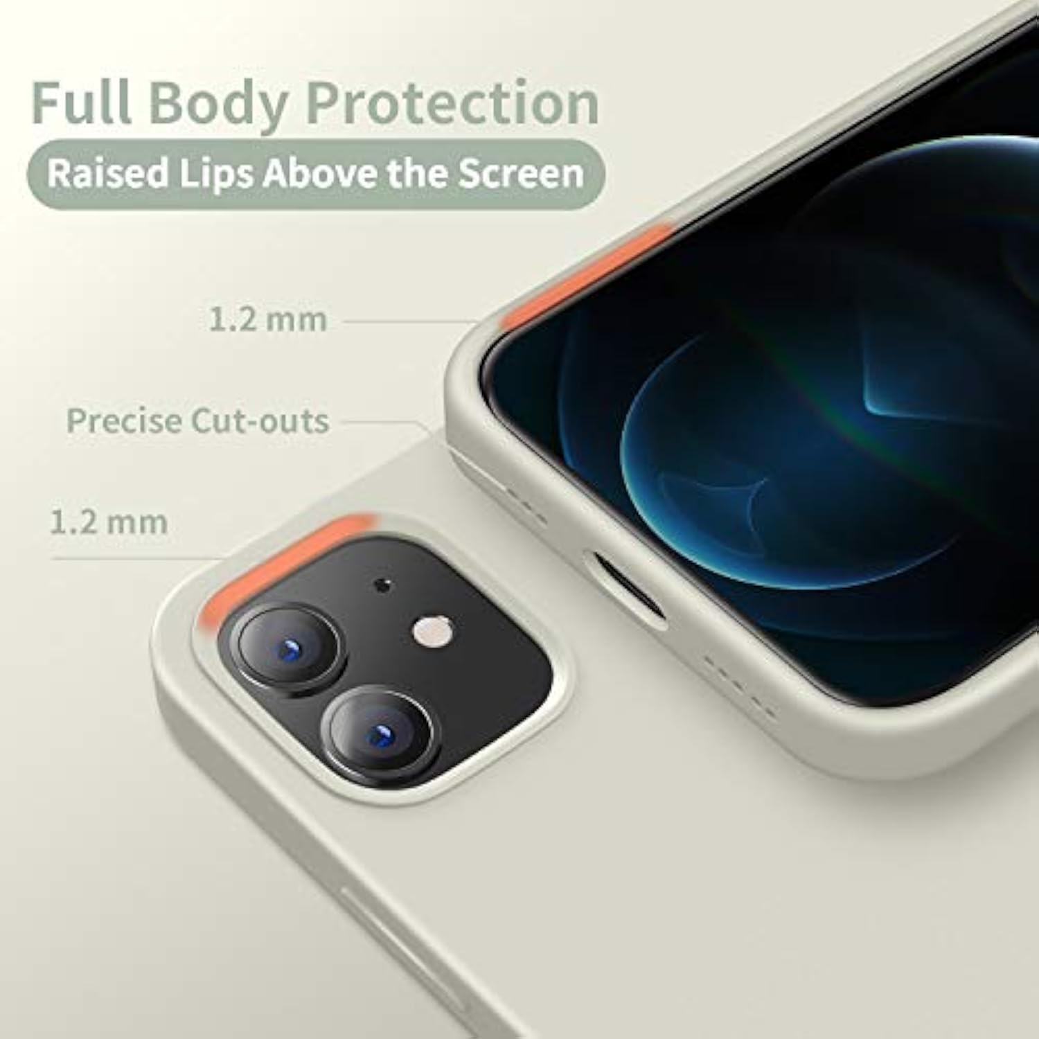 Designed For 12 Case, Designed For 12 Pro Case, Silicone Shockproof Phone Case With [Soft Anti-Scratch Microfiber Lining] 6.1 Inch, Stone