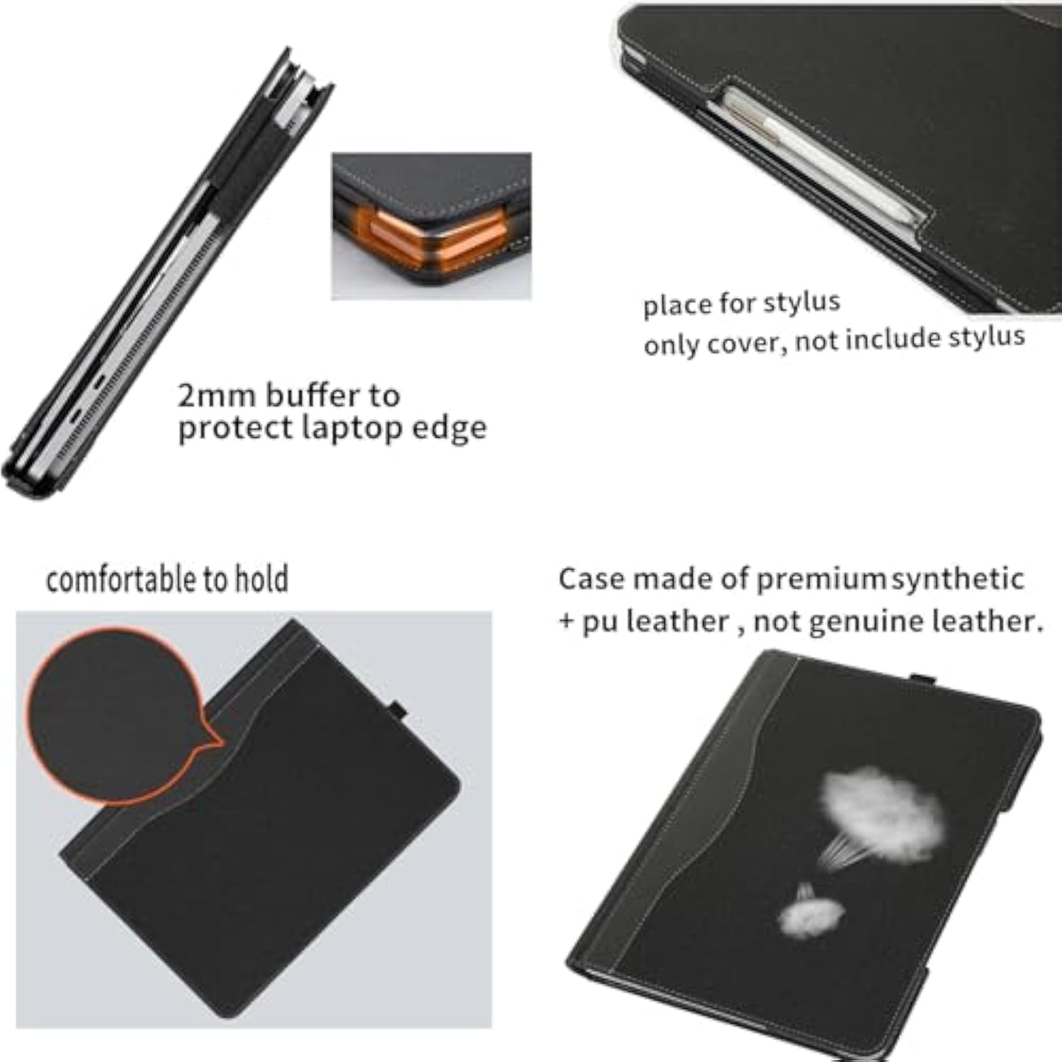 Laptop Case Cover For Microsoft Surface Laptop Studio 1 & 2 14.4 Inch Detachable Notebook Sleeve Computer Bag Ultrabook Pu Shell (Dark Grey)
