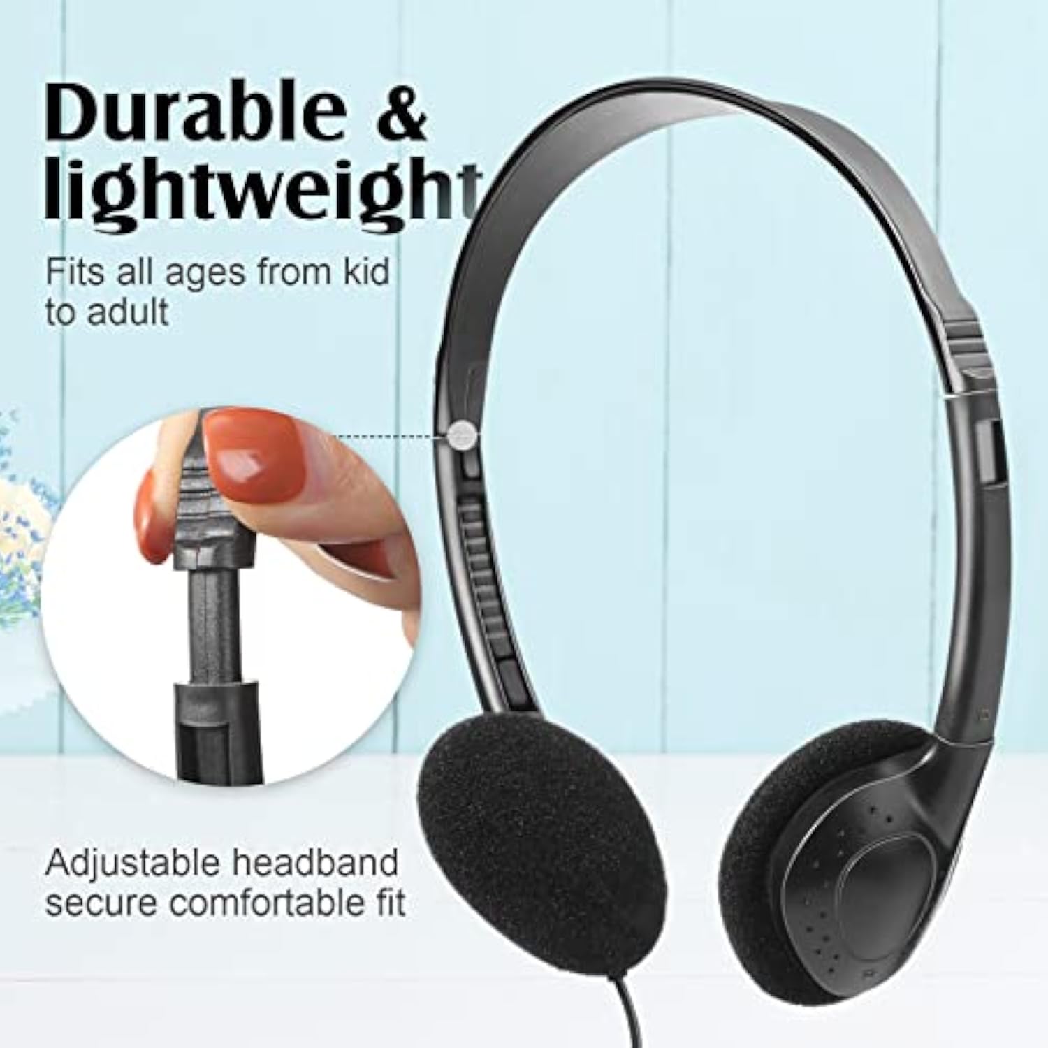 20 Pack Classroom Kids Headphones On Ear Headphones Over The Head Earphones For Student School Children Teen Boys Girls Adults, Black