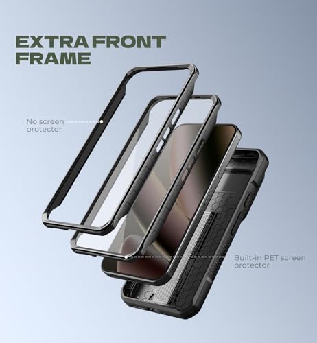 for Google Pixel 10/10 Pro Case with Slide Camera Cover & 2 Front Frames & Built-in Screen Protector & Kickstand, Full-Body Shockproof Protective