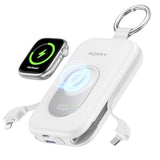 Portable Charger, 20000Mah Pd 30W Portable Charger Power Bank With 2 Built-In Cables, Super Fast Charging Battery Pack With Keychain, Travel Essentials For Iphone, Apple Watch, Ipad, White