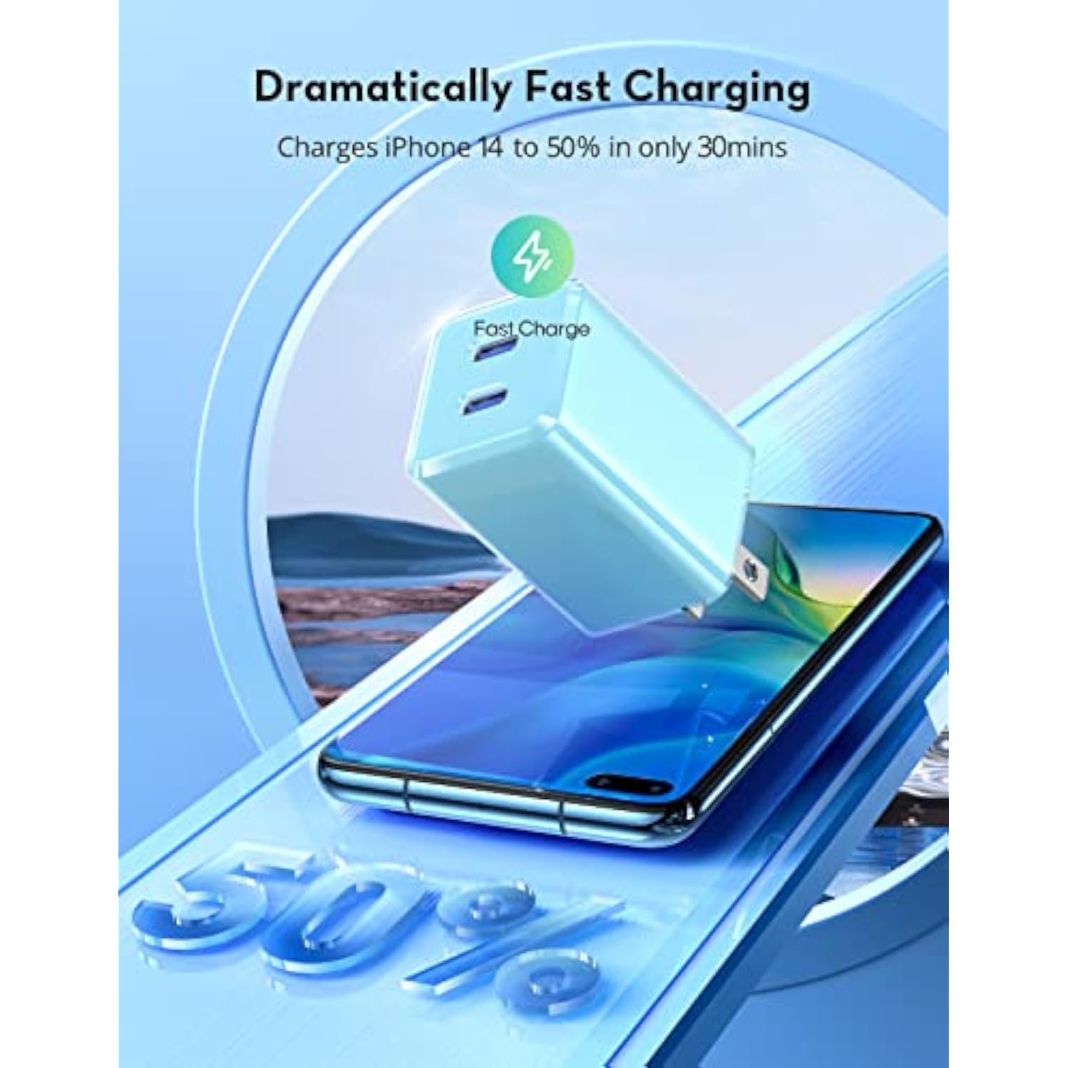 Usb C Wall Charger,35W Dual Usb Port Block,Type C Charger Fast Charging Power Adapter Compatible With Iphone 16/15/14/13/12/11/X,Samsung Series,Sony,Moto,Ipad,Macbook, Green