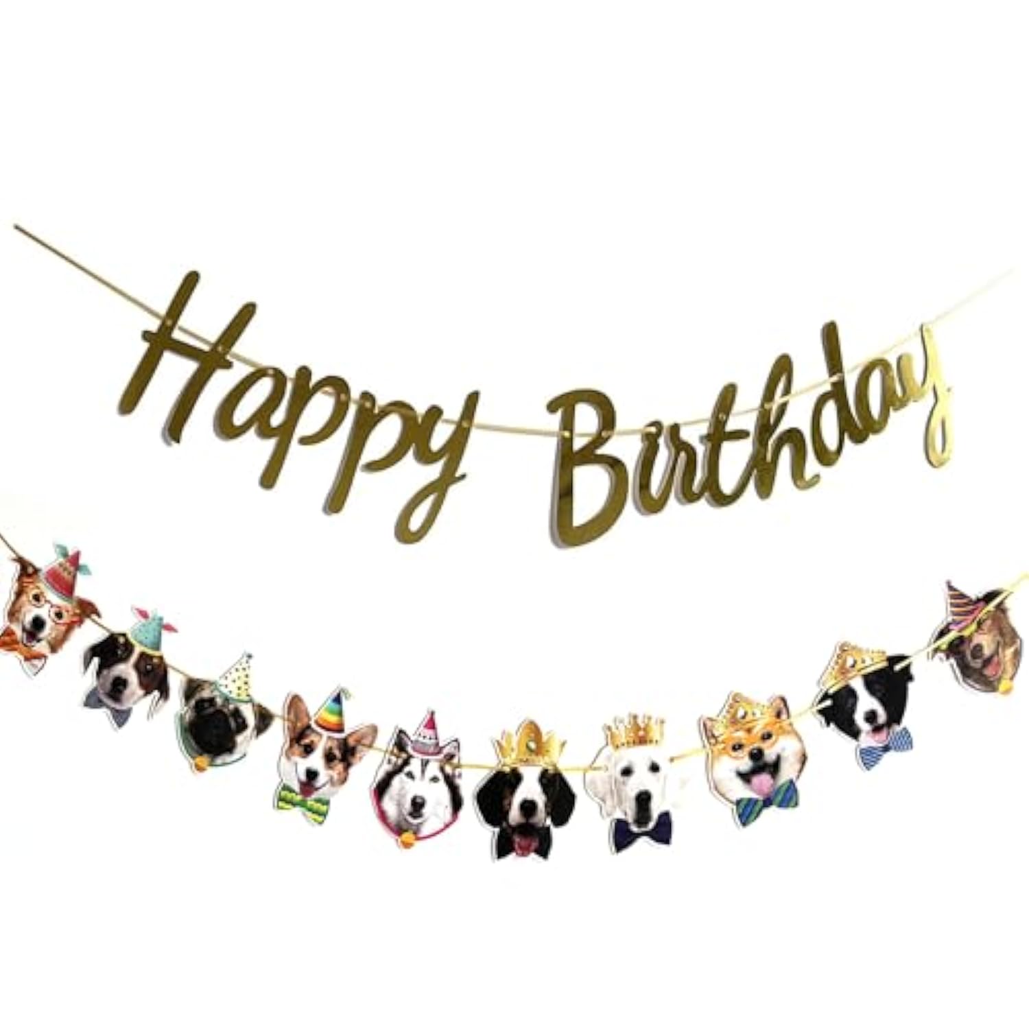 Funny Dog Birthday Garland Puppy Face "Happy Birthday" Bunting Banner Decor