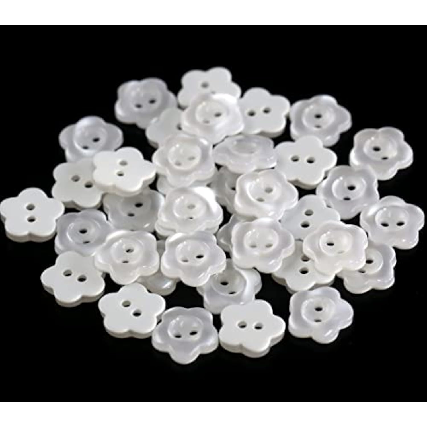 Flower Shape Buttons 11Mm(0.44 Inch)Translucent White Resin Button For