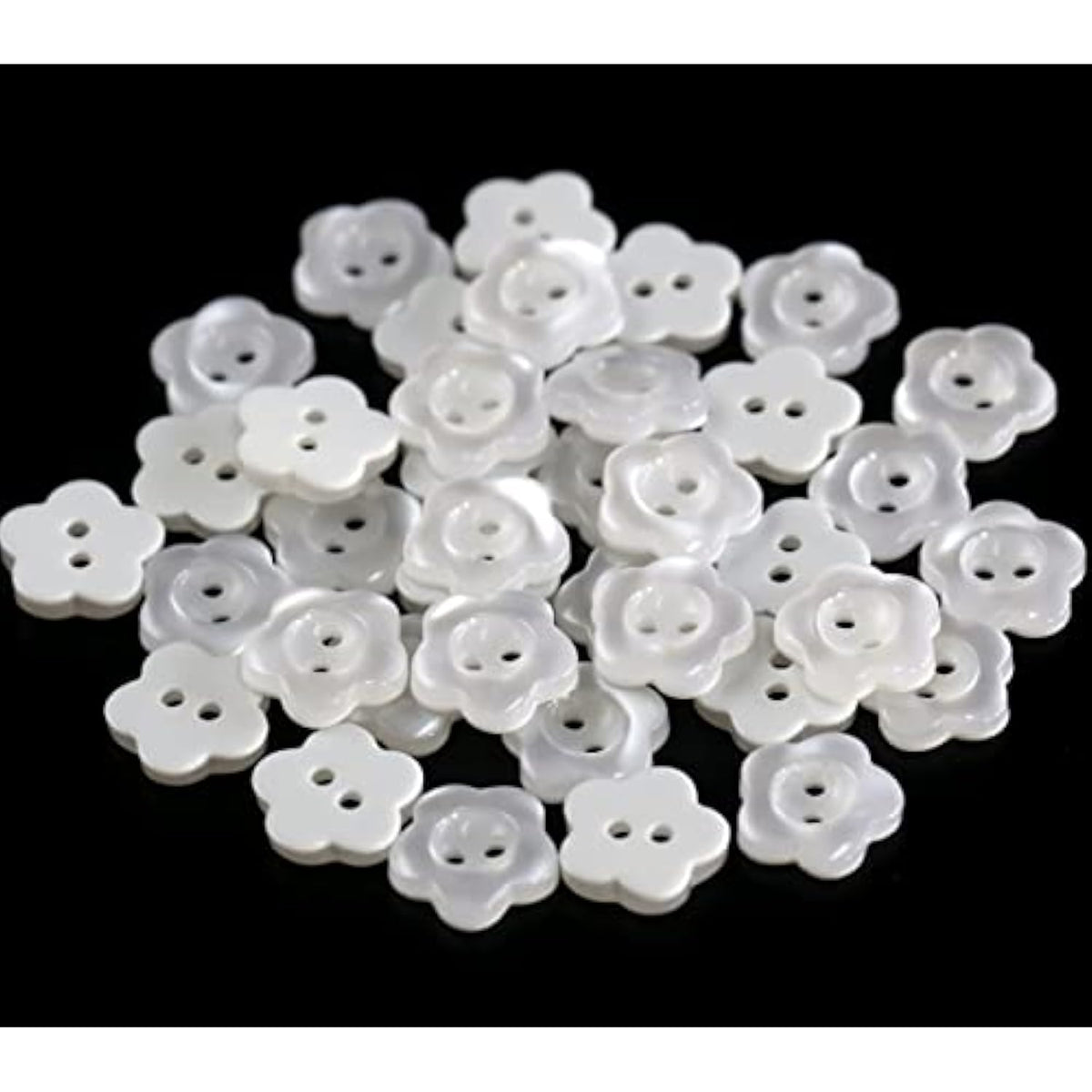Flower Shape Buttons 11Mm(0.44 Inch)Translucent White Resin Button For