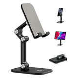 Phone Stand, Adjustable Height And Angle Foldable Cell Phone Stand Holder For Desk, Taller Iphone Stand Compatible With 4.7"-13" Smartphones Ipad Tablet, Black