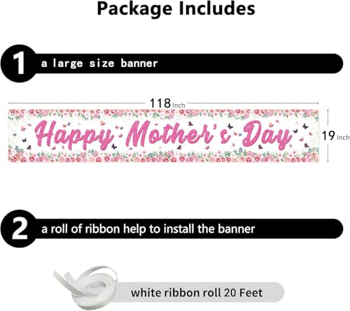 Happy Mothers Day Banner Mothers Day Decorations Mother's Party Indoor and Outdoor Courtyard Decorations