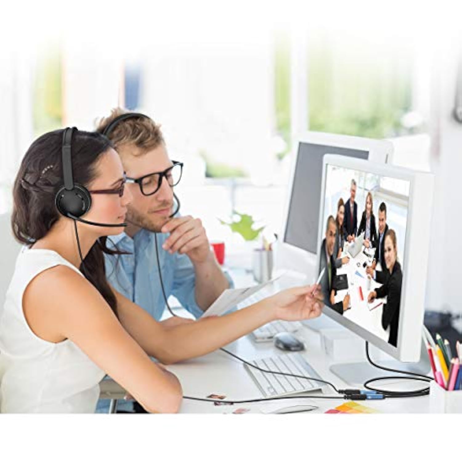 3.5Mm Trrs Stereo Splitter, 4-Pole, Male To Dual Female, 3Ft, 3.5Mm Jack Adapter, Compatible With Headsets, Microphones, Laptop, Smartphone, Xbox