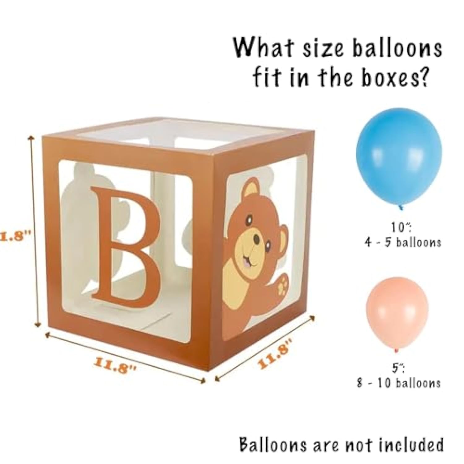 Sweet Baby Teddy Bear Baby Shower Boxes Decorations Clear Blocks 4 Letters Transparent Block We Can Bearly Wait Themed Neutral Backdrop Theme Centerpiece First Birthday Gender Reveal Balloon