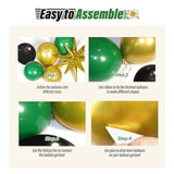 Green And Gold Black Balloon Arch Kit With 3Pcs Star Balloon, Emerald Forest Dark Green Black Metallic Gold Balloons For Birthday Football Graduation Wedding New Years Party Decoration