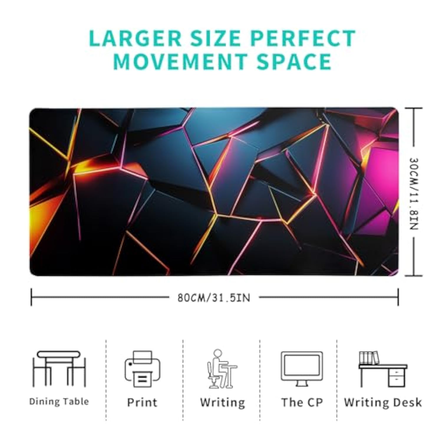 1Pc Durable Gaming Mouse Pad With Stylish Geometric Design - Waterproof, Non-Slip, Washable Desk Mat For Keyboard, Sketchbook - Ideal Gift For Gamers, Office, And Study