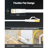 Cat 8 Ethernet Cable 100 Ft, High Speed Flat Cat8 40Gbps 2000Mhz Indoor&Outdoo