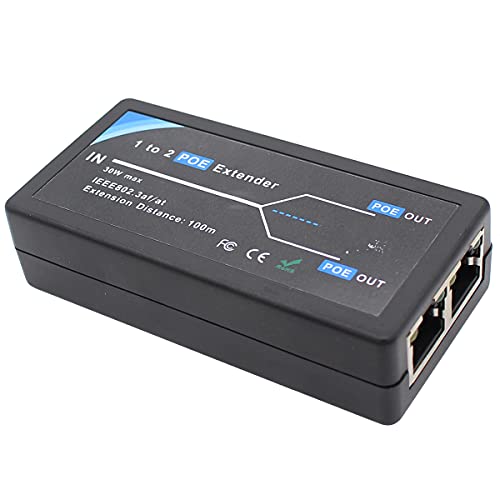 Poe Extender 2 Port Poe-Powered Poe-Sourcing Ethernet Switch Repeater 100M 1 In 2 Out Comply Ieee 802.3Af/At Standard 10,100Mbps For Security Camera Over Cat5/Cat6 Or Utp Cables