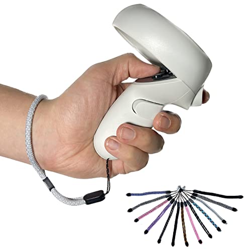 Improved Replacement Wrist Wraps For Oculus Quest 2 Gen Controller, Reflective Hand Straps With Resin Black Stopper, Replacement Adjustable Wrist Lanyards For Oculus Controller(White)