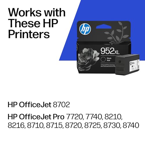 952Xl Black High-Yield Ink Cartridge Printers | Works Officejet 8702 Officejet Pro 7720, 7740, 8210, 8216, 8710, 8715, 8720, 8725, 8730, 8740 | Eligible For Instant Ink | F6U19An