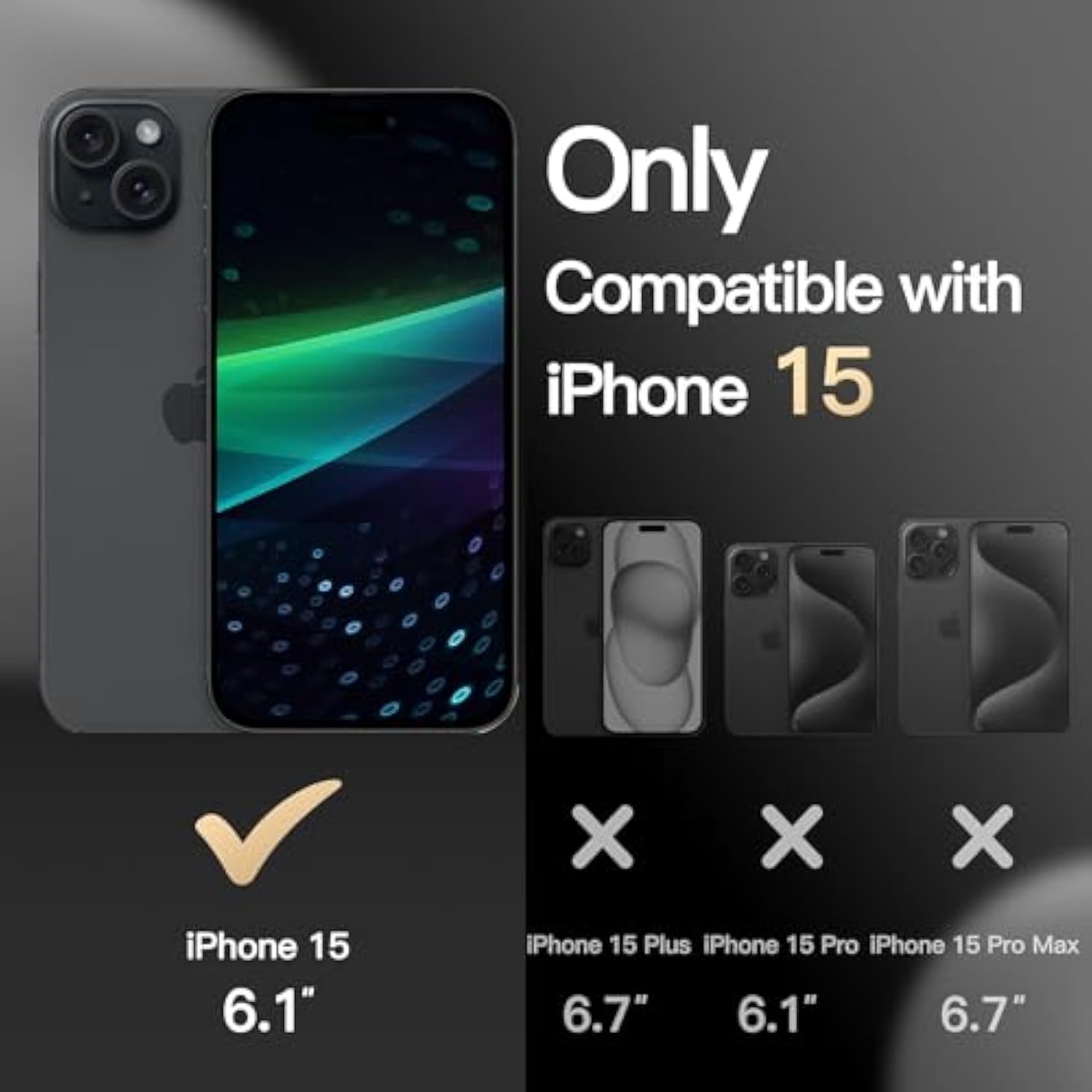 For Iphone 15 Case [Shockproof] [Dropproof] [Tempered Glass Screen Protector ],Heavy Duty Protection Phone Case Cover For Apple Iphone 15 6.1 Inch (Black -3In1)