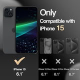 For Iphone 15 Case [Shockproof] [Dropproof] [Tempered Glass Screen Protector ],Heavy Duty Protection Phone Case Cover For Apple Iphone 15 6.1 Inch (Black -3In1)