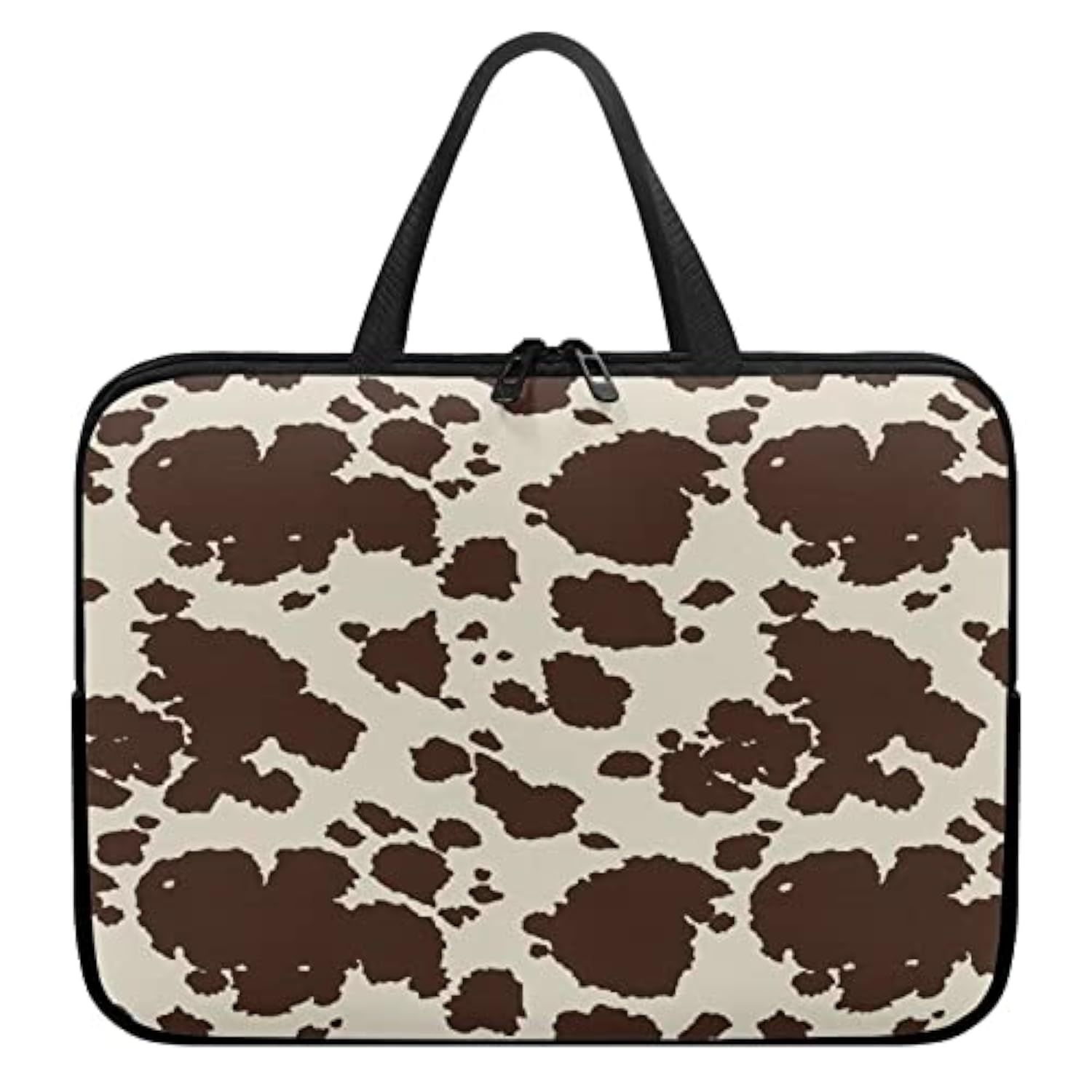 Cow Hide Print Brown Stripe Laptop Bags Cases & Sleeves, Laptop Tote Bag For Women, Computer Bag For 10" 12" 13" 15" 17 Inch Tablet/Notebook/Reader, Carrying Sleeve Handbag With Handle