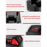 2-Pack 5Ah 18V Replacement Lithium Batteries for Milwaukee M18 Power Tools