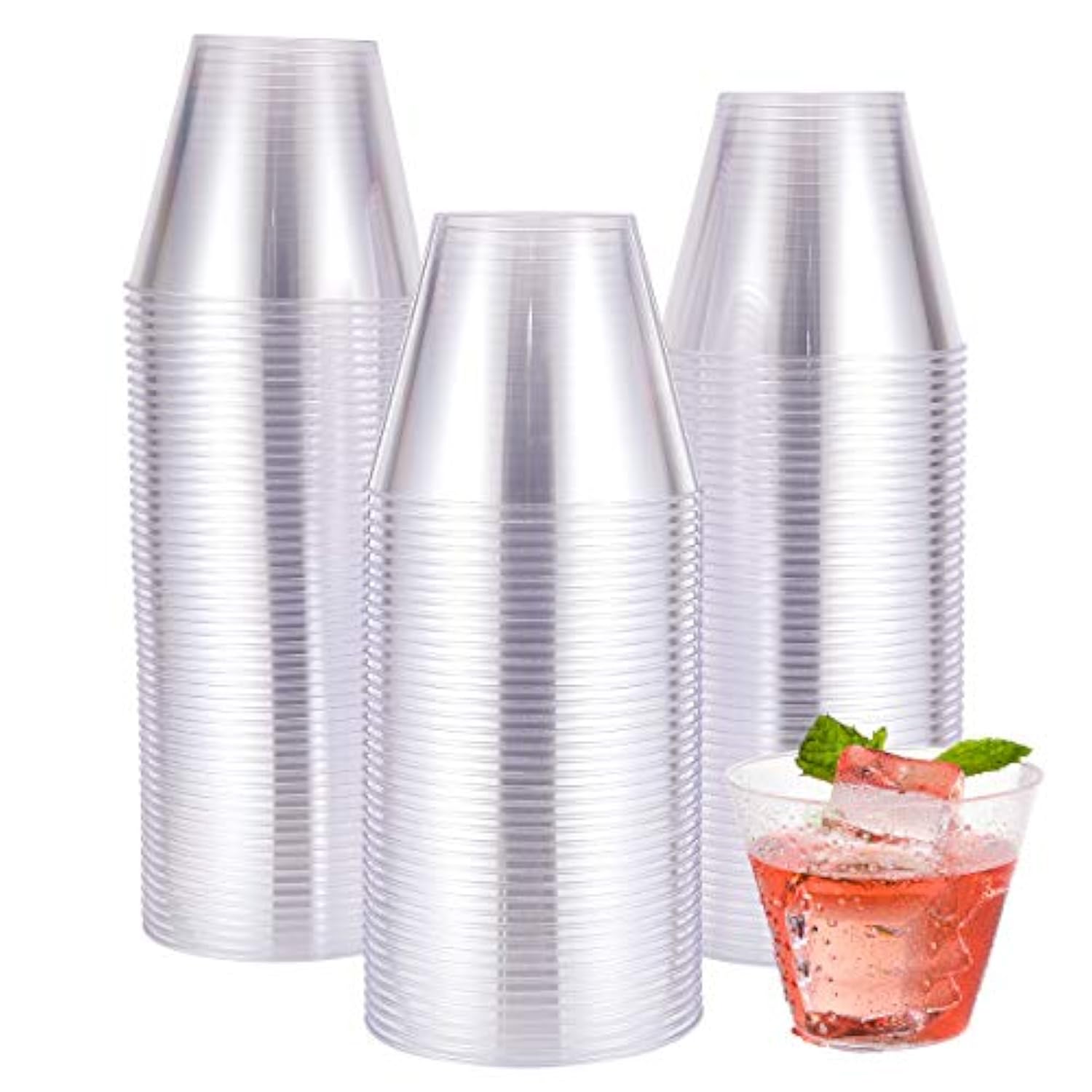 9 Oz Clear Disposable Plastic Cups, 100 Pack Clear Plastic Cups Tumblers, Heavy-Duty Party Glasses, Disposable Cups For Thanksgiving, Halloween, Christmas Party