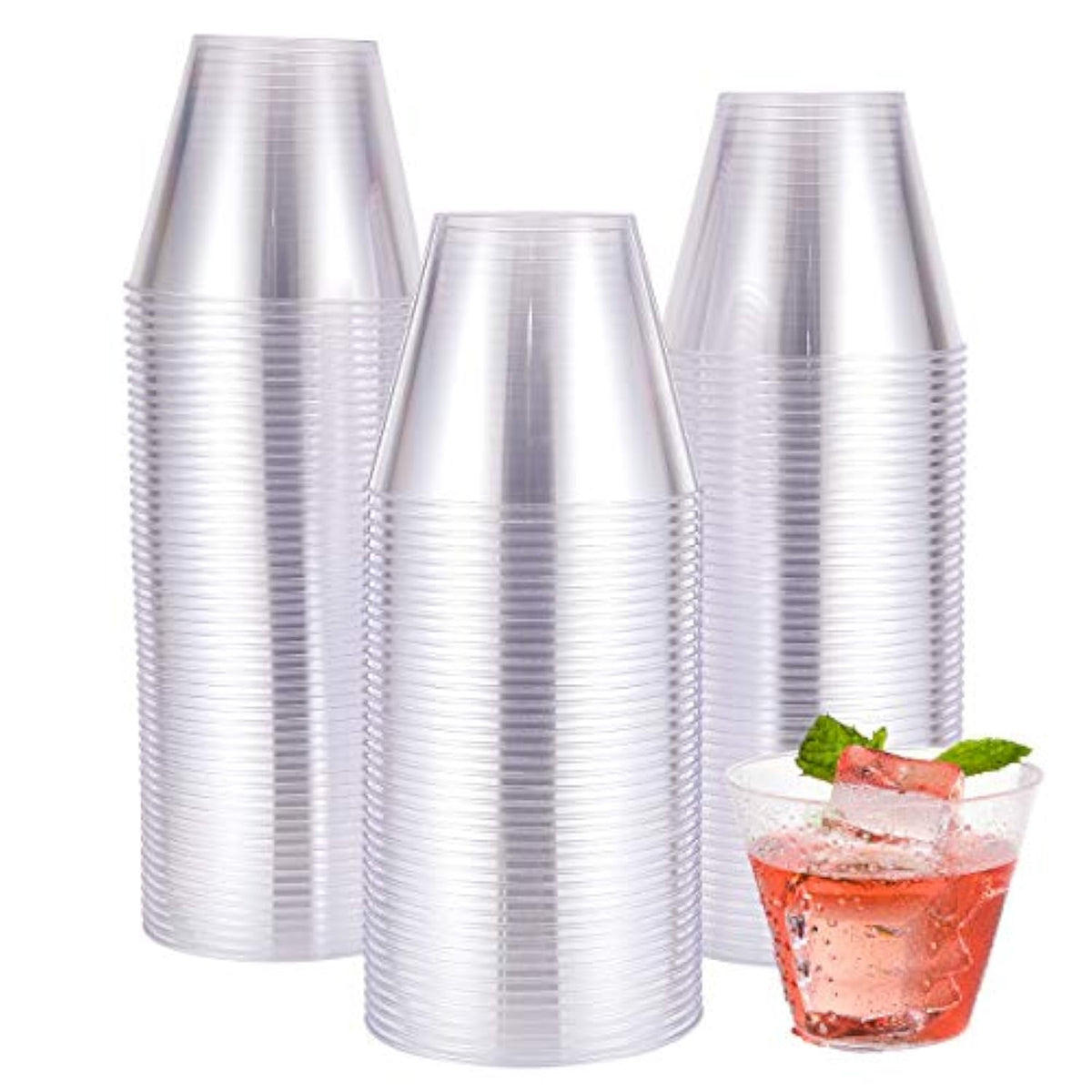 9 Oz Clear Disposable Plastic Cups, 100 Pack Clear Plastic Cups Tumblers, Heavy-Duty Party Glasses, Disposable Cups For Thanksgiving, Halloween, Christmas Party