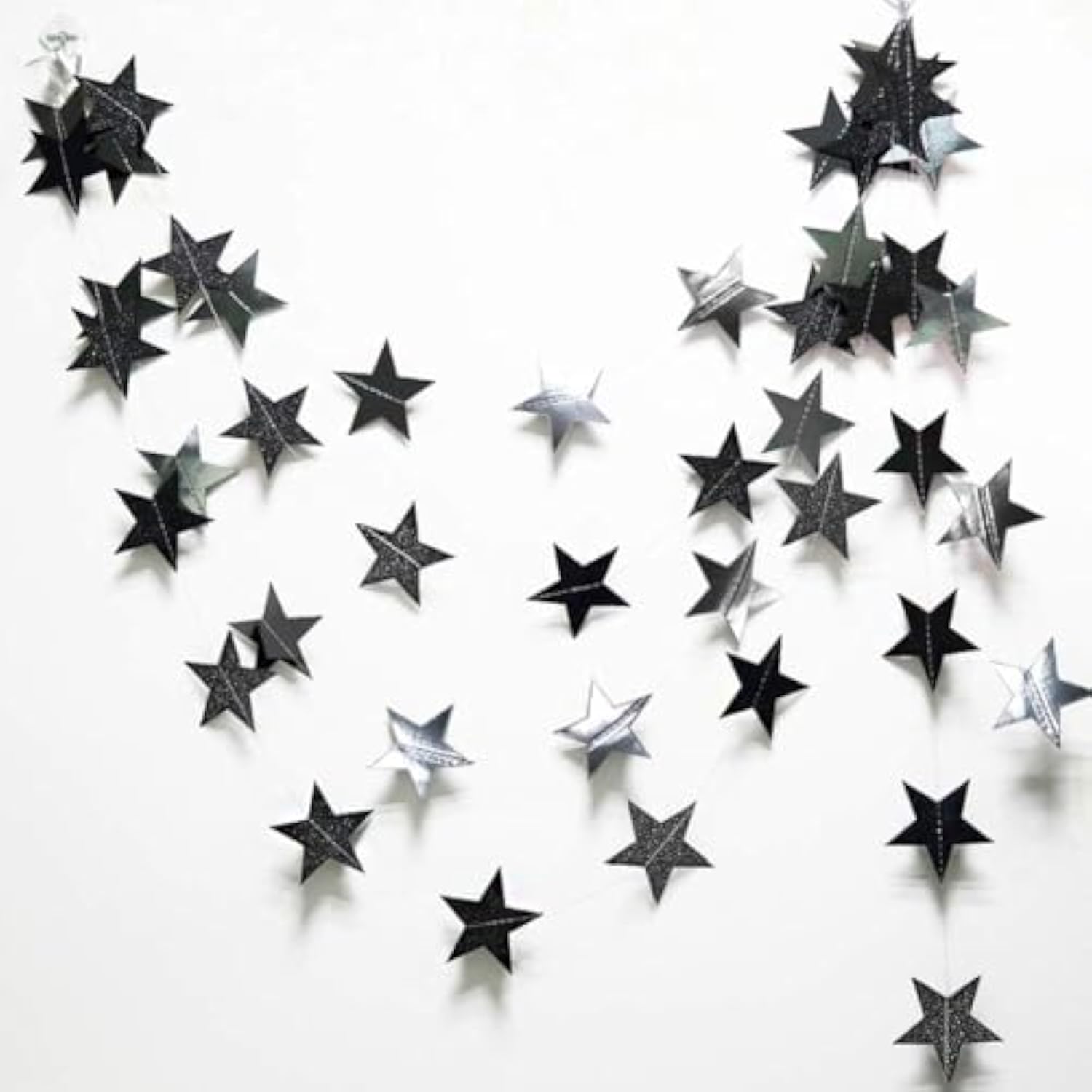 Black Silver Moon Decoration Star And Gothic Halloween Decor Garland For Twilight Birthday New Year Eve Party Grunge Star Banner Celestial Wedding Baby Shower Ramadan Eid Mubarak Summerween