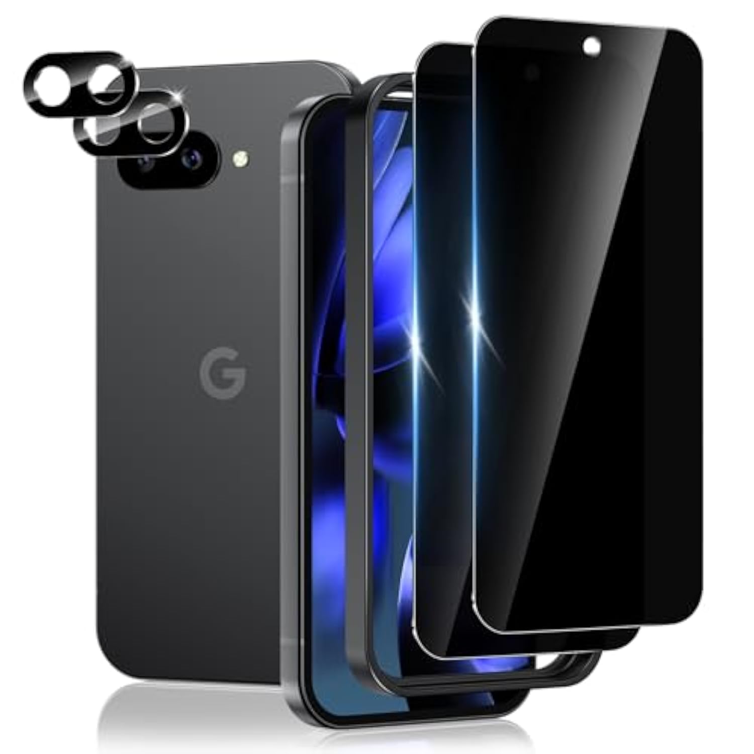 [2+2 Pack For Google Pixel 9A Privacy Screen Protector And Camera Lens Protector, Tempered Glass Anti-Spy, Anti-Scratch, Bubbles Free, Easy Installation