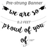 2026 Graduation Decorations, Black Glitter We are So Proud of You Banner, Class of 2026 Graduation Decor for Grad Party School Home Car Decorations (Pre-Strung)