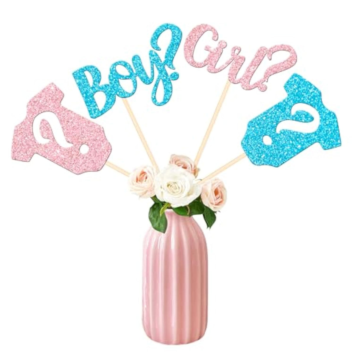 12 Pcs Boy Or Girl Centerpiece Sticks Double Sided Glitter Onesie Question Mark Gender Reveal Table Flower Centerpieces Sticks For Baby Shower Kids Birthday Party Table Flowers Decorations Supplies