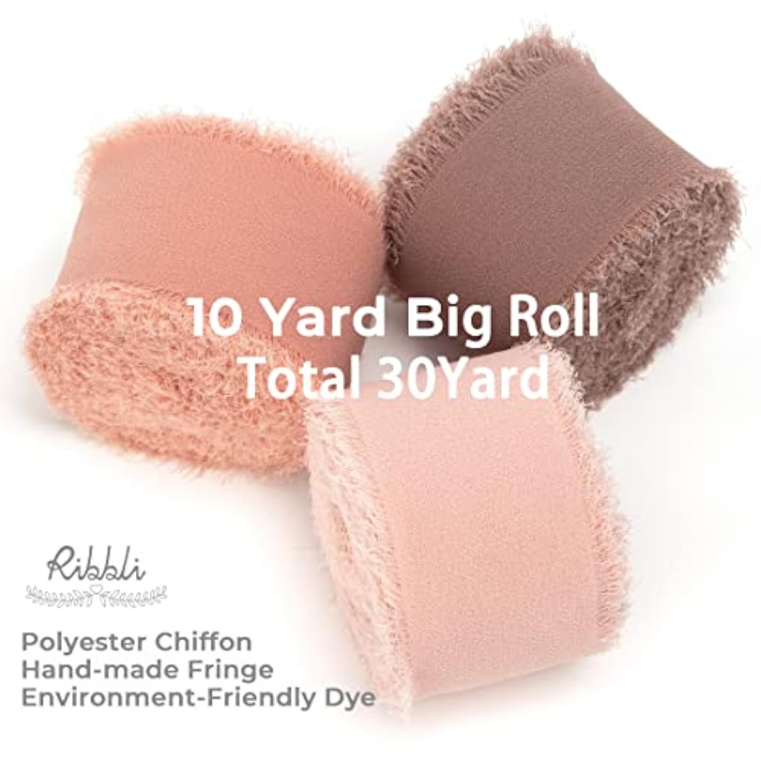 Chiffon Ribbon 1.5 Inch X 30 Yard Handmade Silk Ribbon, Blush Pink/Dus