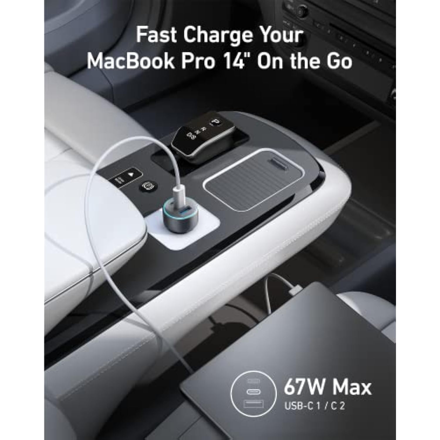 Anker USB-C Car Charger, iPhone 16 Car Charger, 67W 3-Port Compact Fast Charger, 535 Car Adapter with PIQ 3.0 for iPhone 16/15, Galaxy S23, MacBook, iPad Air, and More (USB-C to C Cable Included)