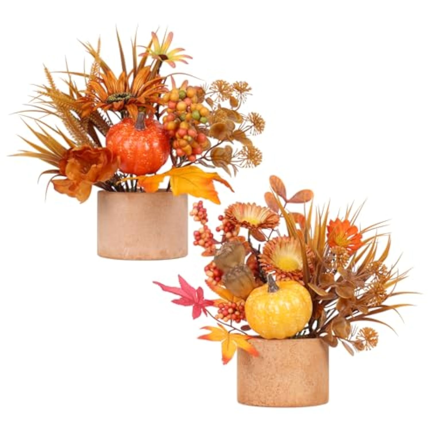 2Pcs Fall Decor, Artificial Maple Leaves Pumpkin Berry Table Decorations, For Home Autumn Harvest Halloween Thanksgiving Holiday Party Table Centerpieces Fireplace Decor.