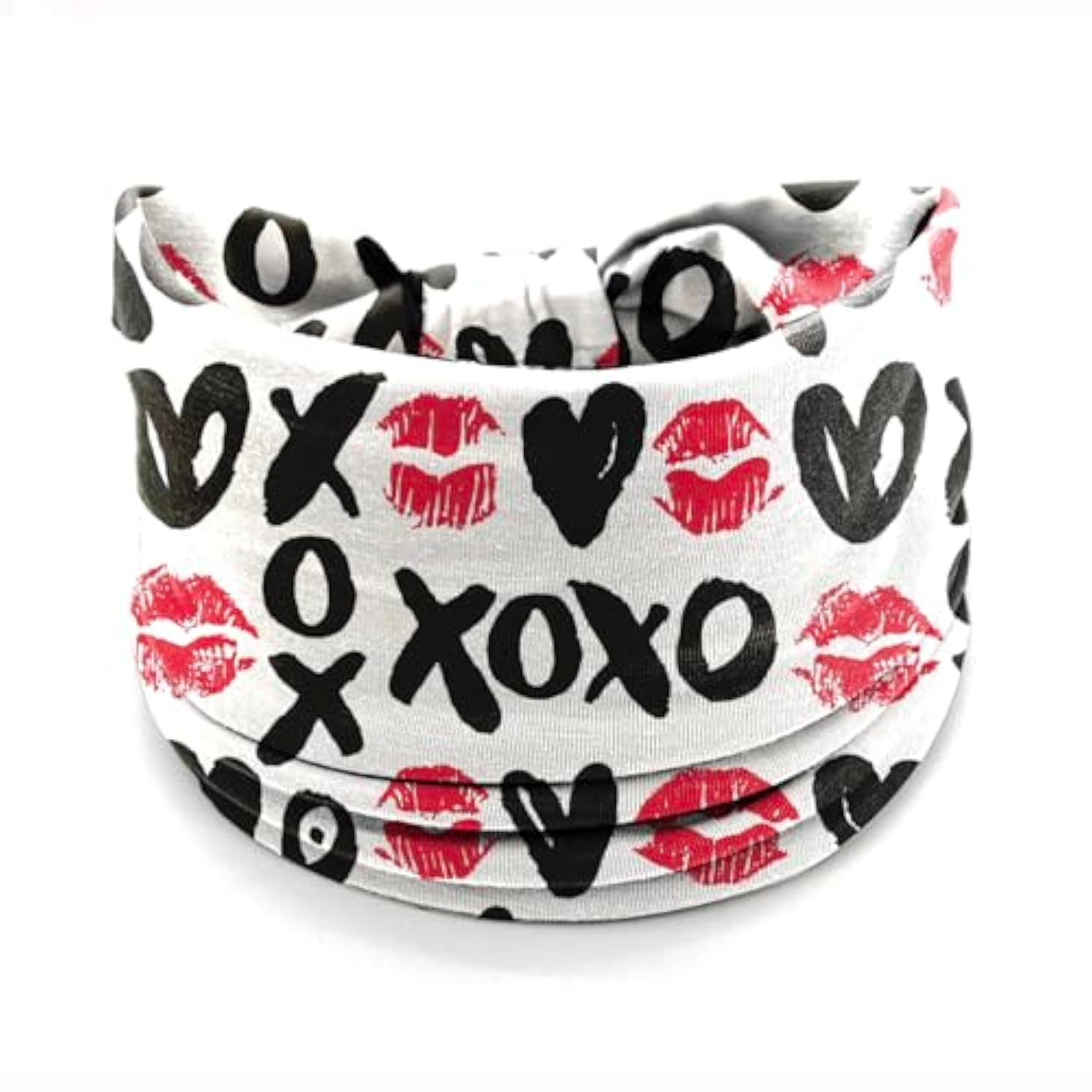 4 Pcs Valentine'S Day Headbands For Women, Black White Wide Turban Dress Up Costume Breathable Stretchy Non Slip Head Wrap, Love Heart Pattern Holiday Fall Winter Hair Band For Yoga Running Party
