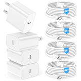 Iphone 15 16 Charger,Ipad Charger 4Pack 6Ft Usb C To C Charging Cable Cord With 4Pack 20W Iphone Fast Charger Block For Iphone 16/16 Pro/15/15 Pro,Ipad Pro 12.9/11 In,Ipad Air 5/4