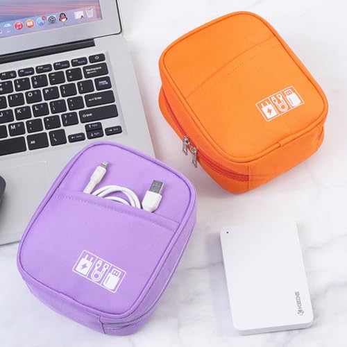 Storage Pouch For Small Electronics And Accessories,Tech Bag,Electronic Organizer Case Compatible With Macbook Laptop Charger,Mouse,Cables,Hub,Power Bank,Earphone,Toiletries Cosmetics (Purple)