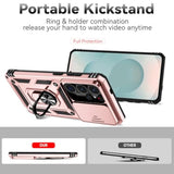 Galaxy S26 Ultra Case with Camera Cover, Military Grade 16ft Drop Tested Cover with Magnetic Kickstand Protective Case for S26 Ultra (Rose Gold)