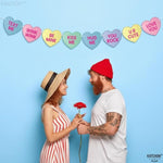 , Conversation Hearts Decorations Banner - Large 10 Feet, No Diy | Conversation Heart Garland, Heart Garland Decorations | Conversation Heart Banner For Heart Decorations | Love Decorations