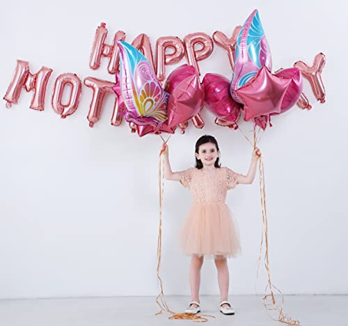 HAPPY MOTHER'S DAY Aluminum Foil Balloon Set 16 Inches Letter Balloon Decoration for Mother's Day Party (butterfly)