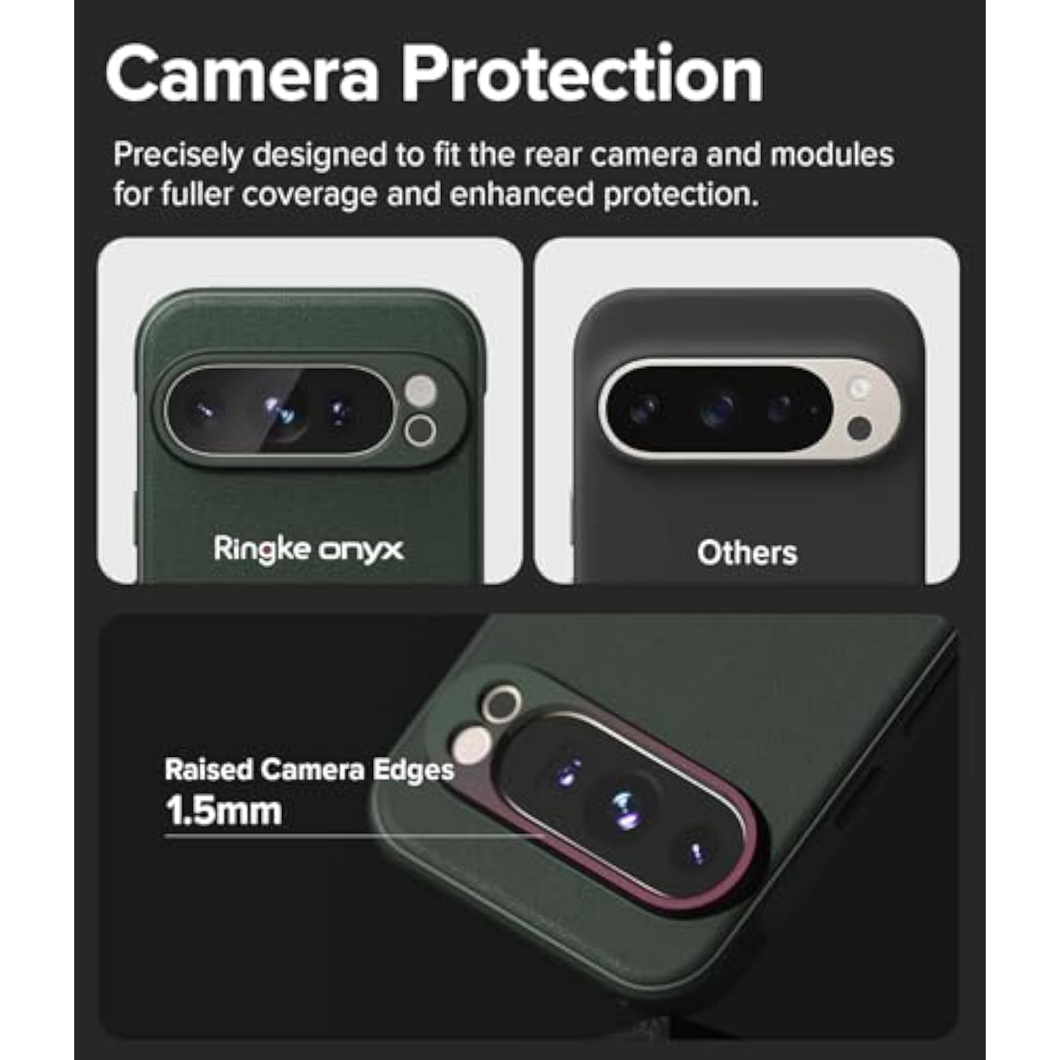 Ringke Onyx [Feels Good in The Hand] Designed for Google Pixel 9 Pro XL Case, Anti-Fingerprint Technology Prevents Oily Smudges Non-Slip Enhanced Grip Precise Cutouts for Camera - Dark Green