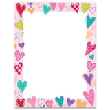 60Pcs Valentine Stationery Paper Love Heart Border Letterhead Decor Letter Writing Paper For Notes Greeting Cards Wedding Anniversary Invitation Office School Printing, 8.5 X 11 Inch