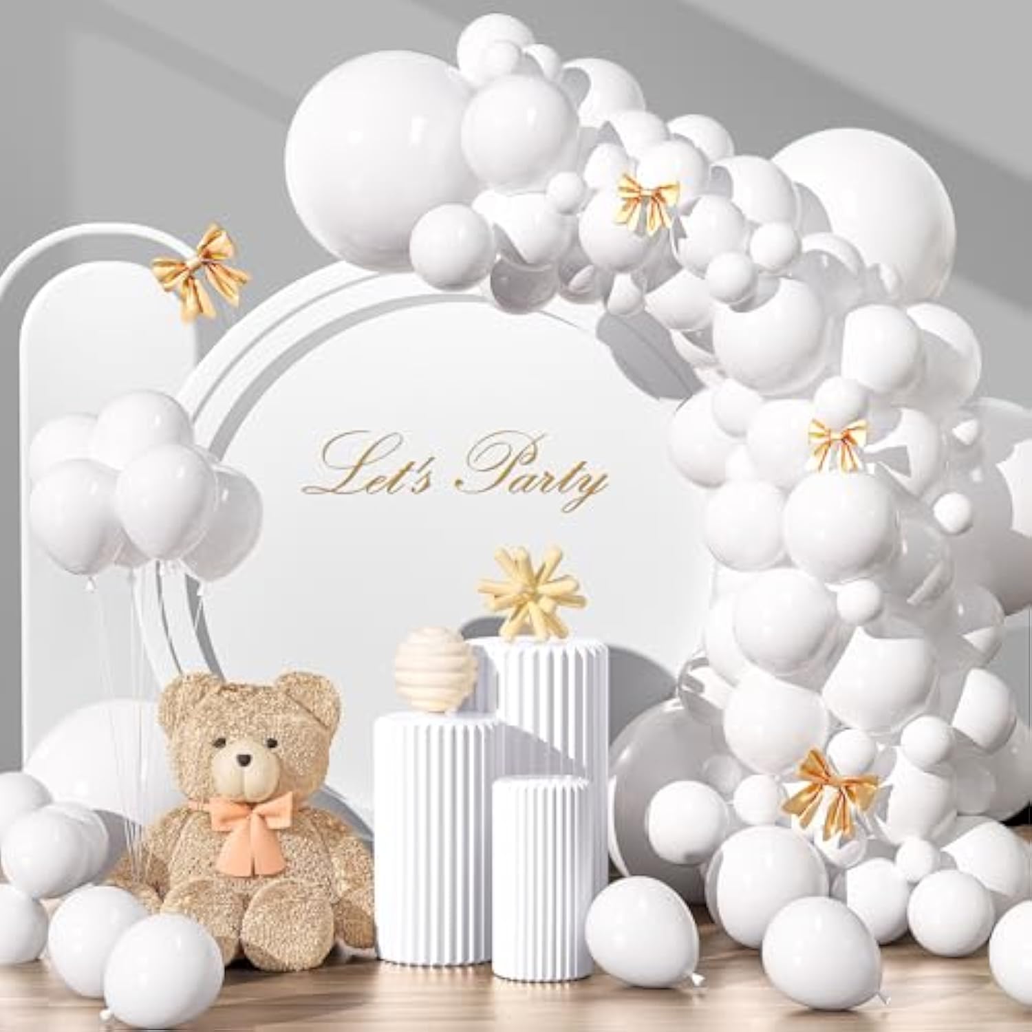 135Pcs White Balloon Garland Arch Kit, Latex Balloons in 18", 12", 10", 5" for Parties